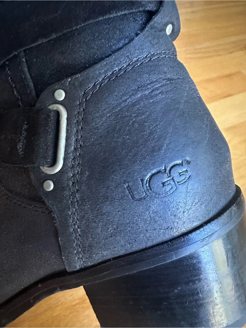 New Ugg Women's Black Tall Leather Riding Boots